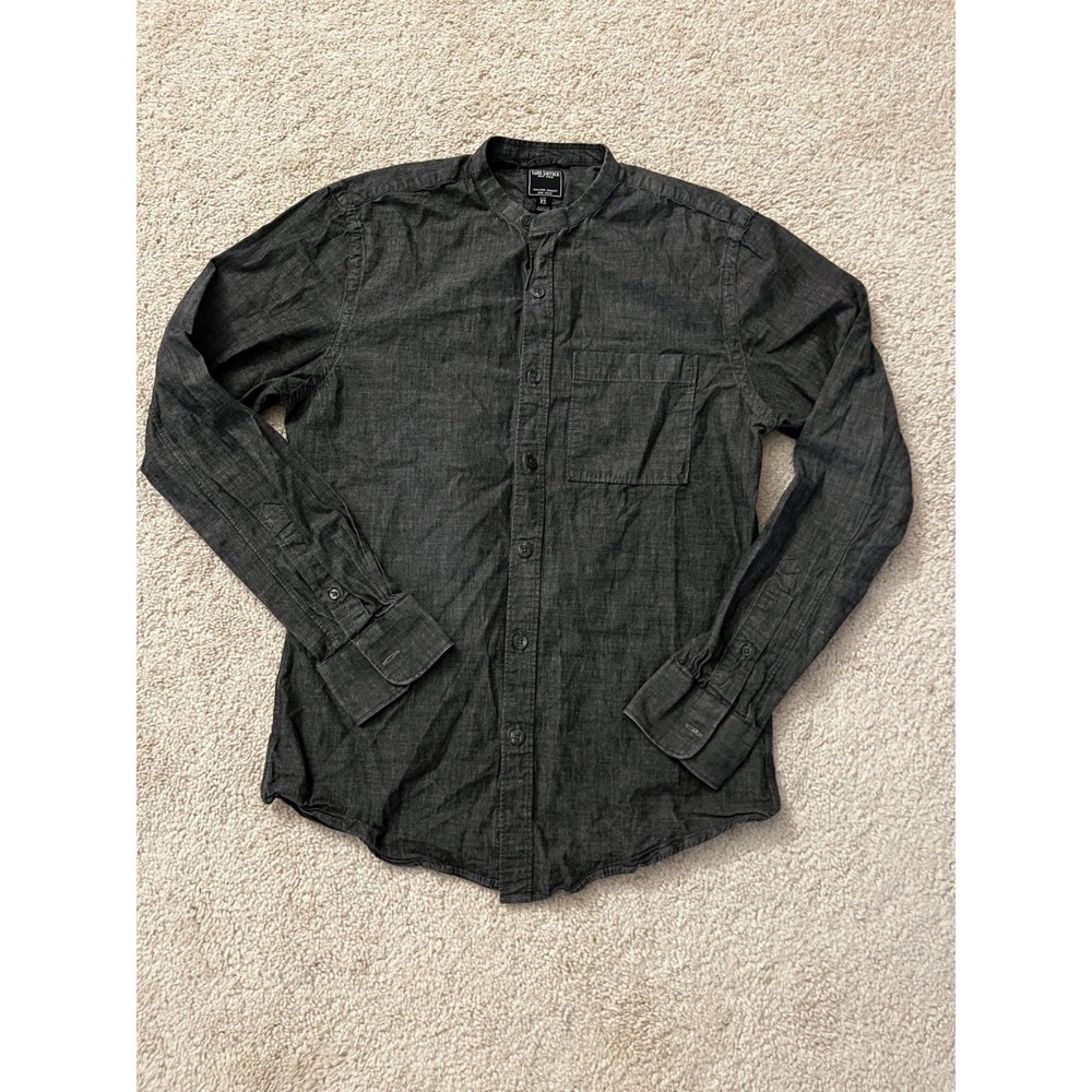 Todd Snyder Men's Band Collar Button Down Grey Cotton Shirt XS